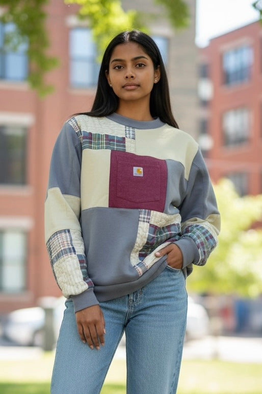 Plum Patchwork Crewneck (M)