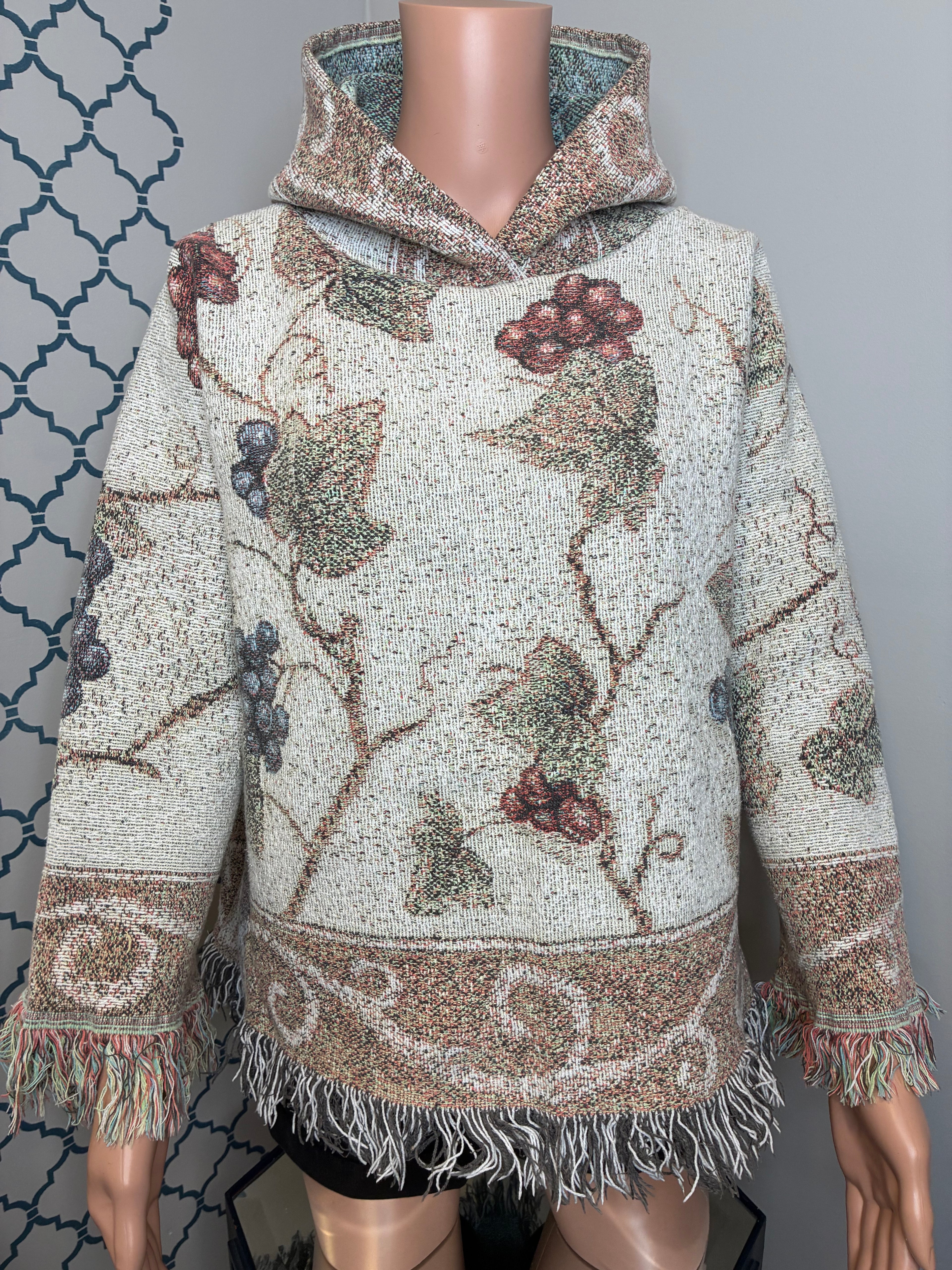 Grape Vine Hooded Pullover Sweater (M)