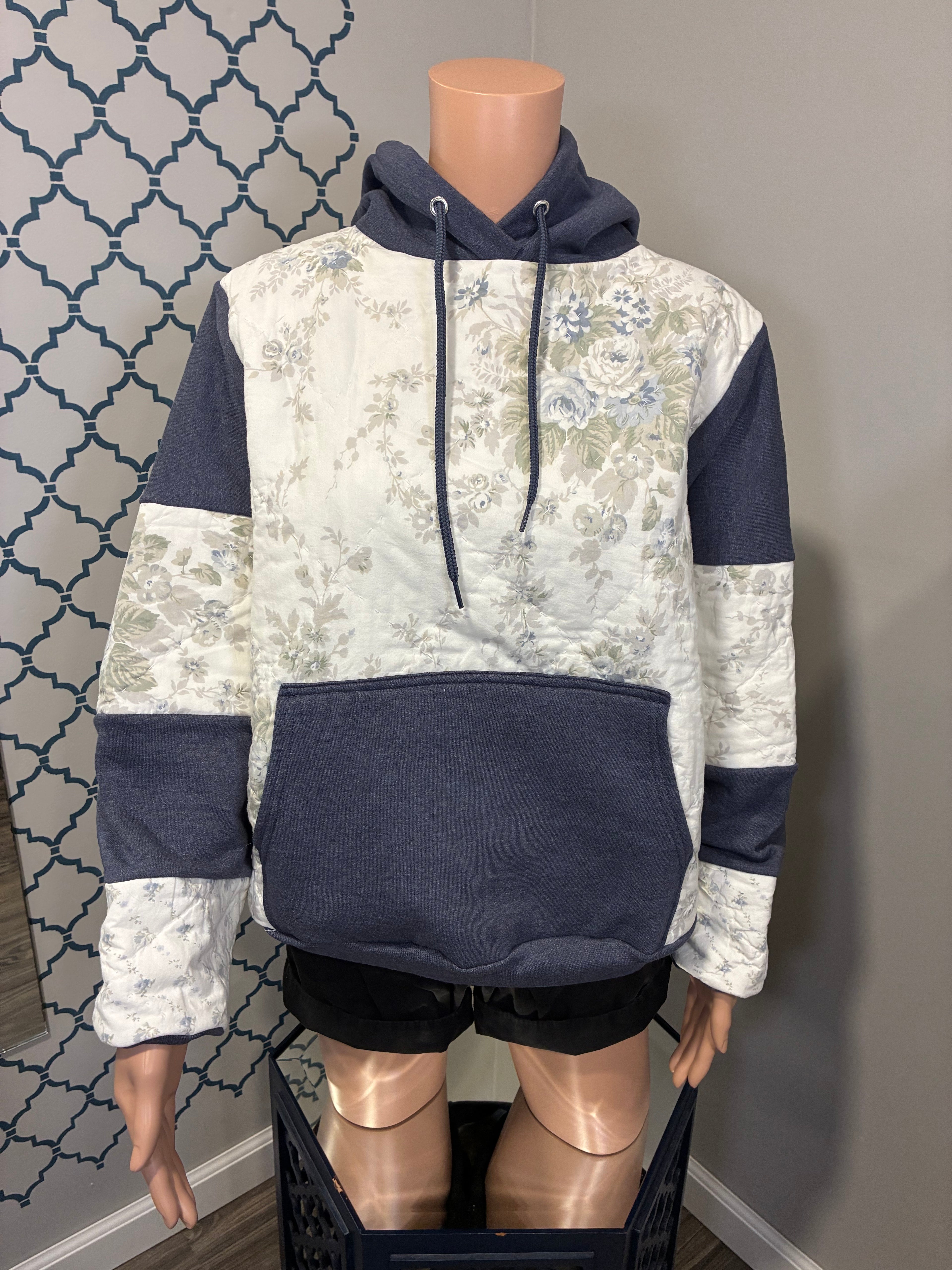 Quilted Blue Sweatshirt (M)(SOLD)