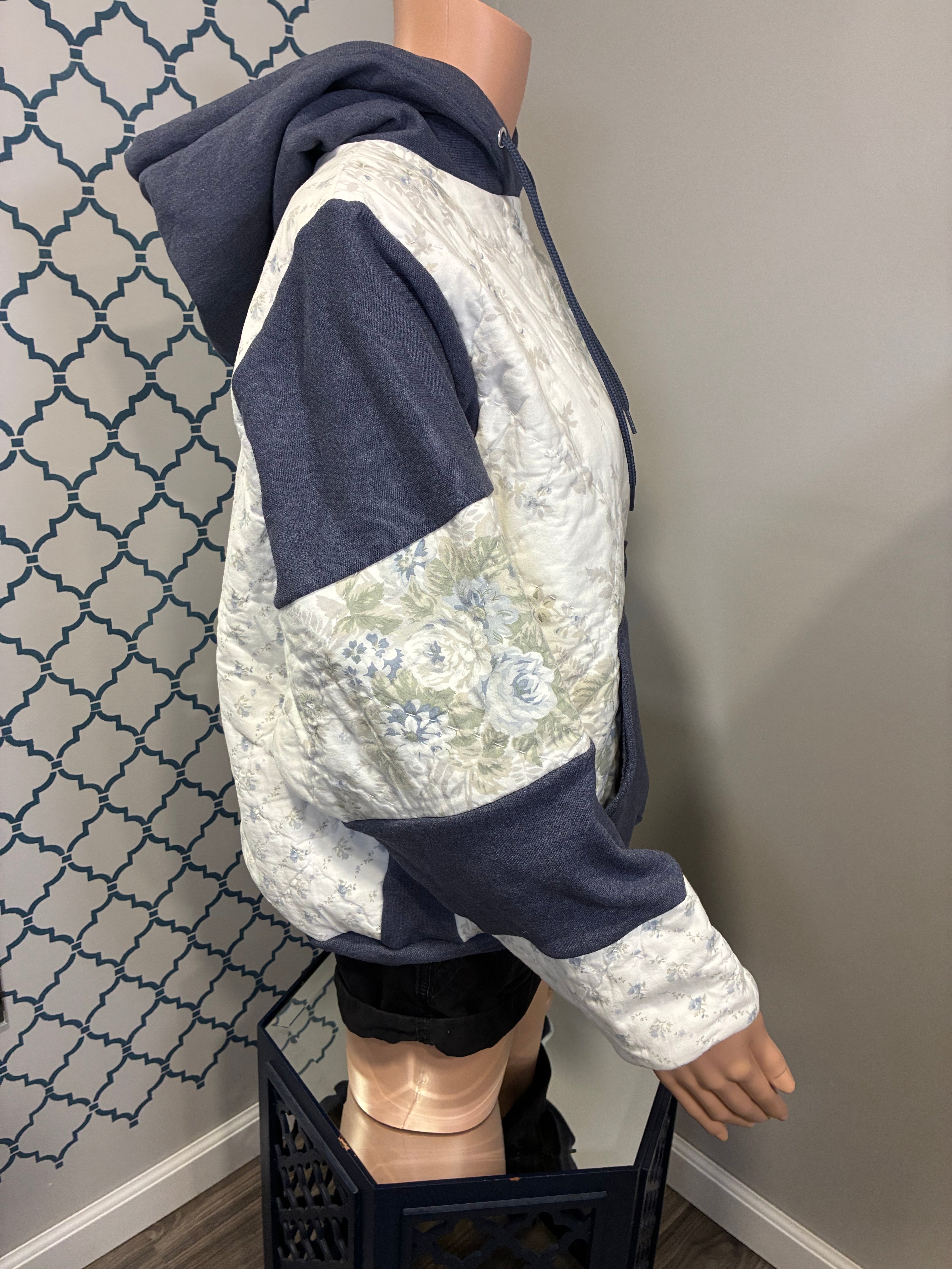 Quilted Blue Sweatshirt (M)(SOLD)