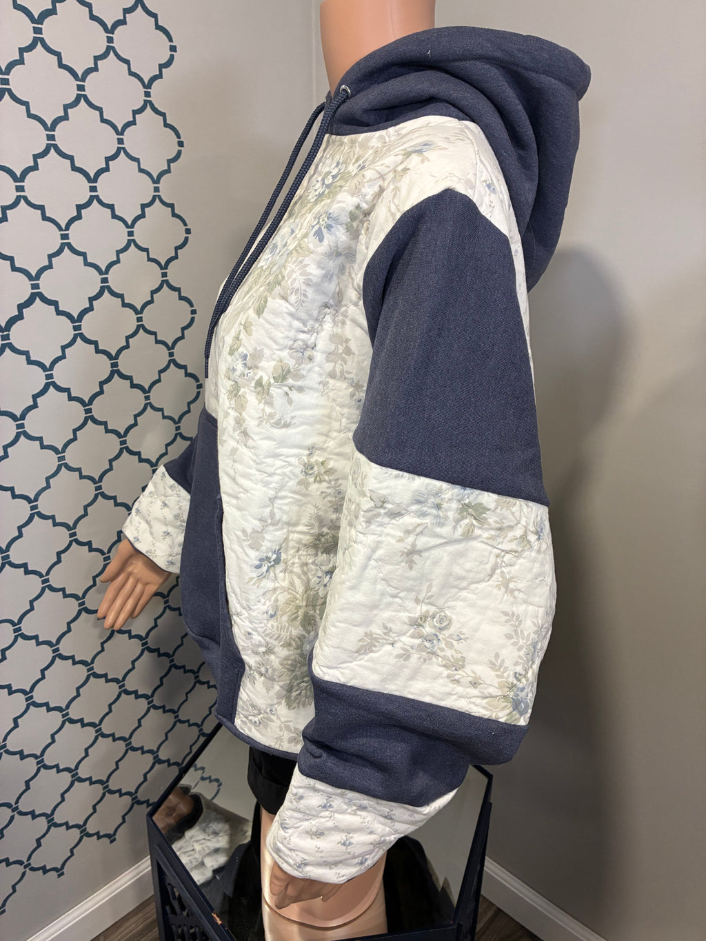 Quilted Blue Sweatshirt (M)(SOLD)
