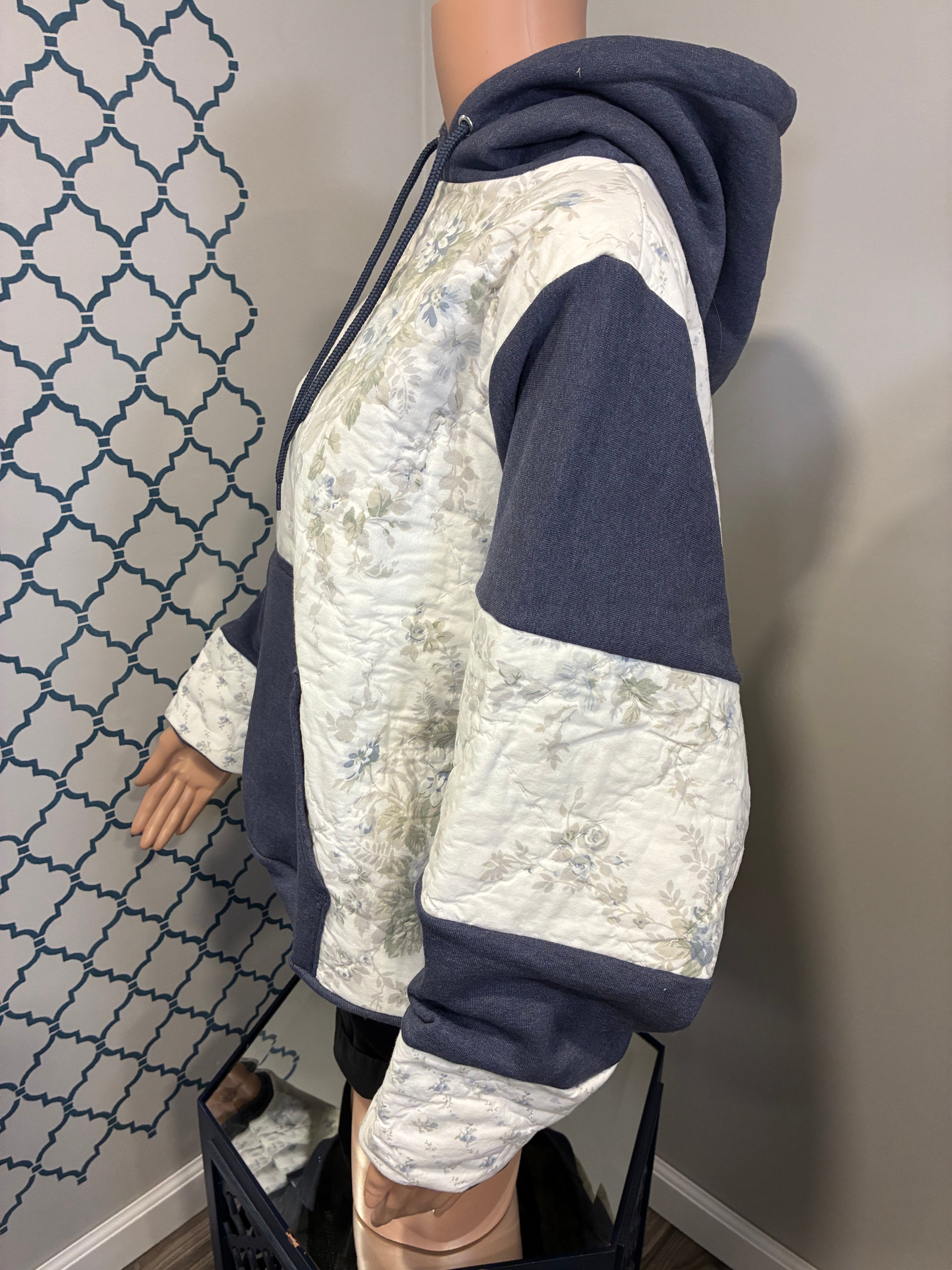 Quilted Blue Sweatshirt (M)(SOLD)